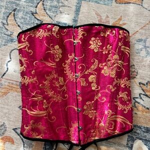 Elegant Red and Gold Floral Corset